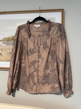 Bohme Taupe Animal Print Button-Front Blouse